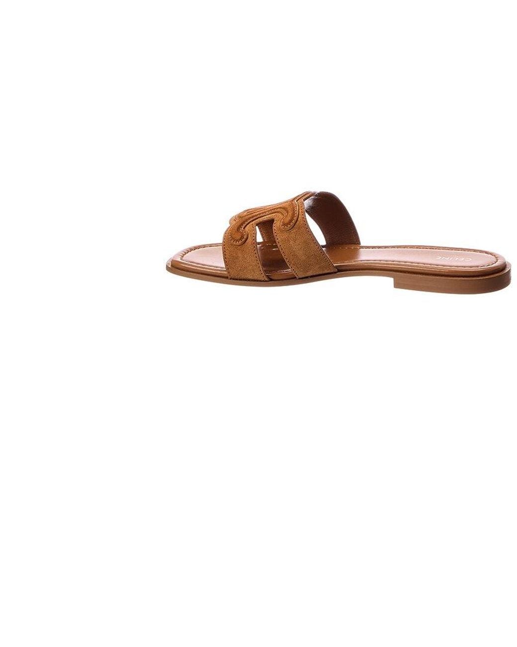 Céline White Marina Triomphe Suede Sandal