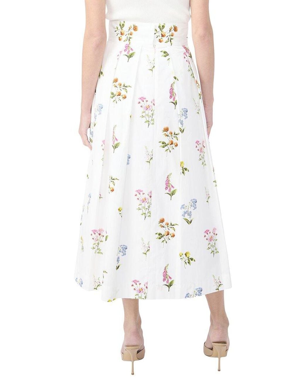 Ted Baker White Rihana Wide Waistband Pleated Skirt