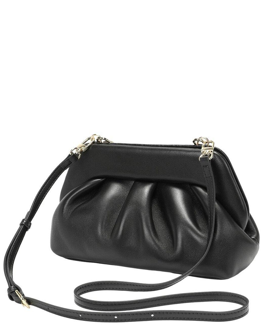Tiffany & Fred Paris Black Soft Frame Leather Crossbody Clutch