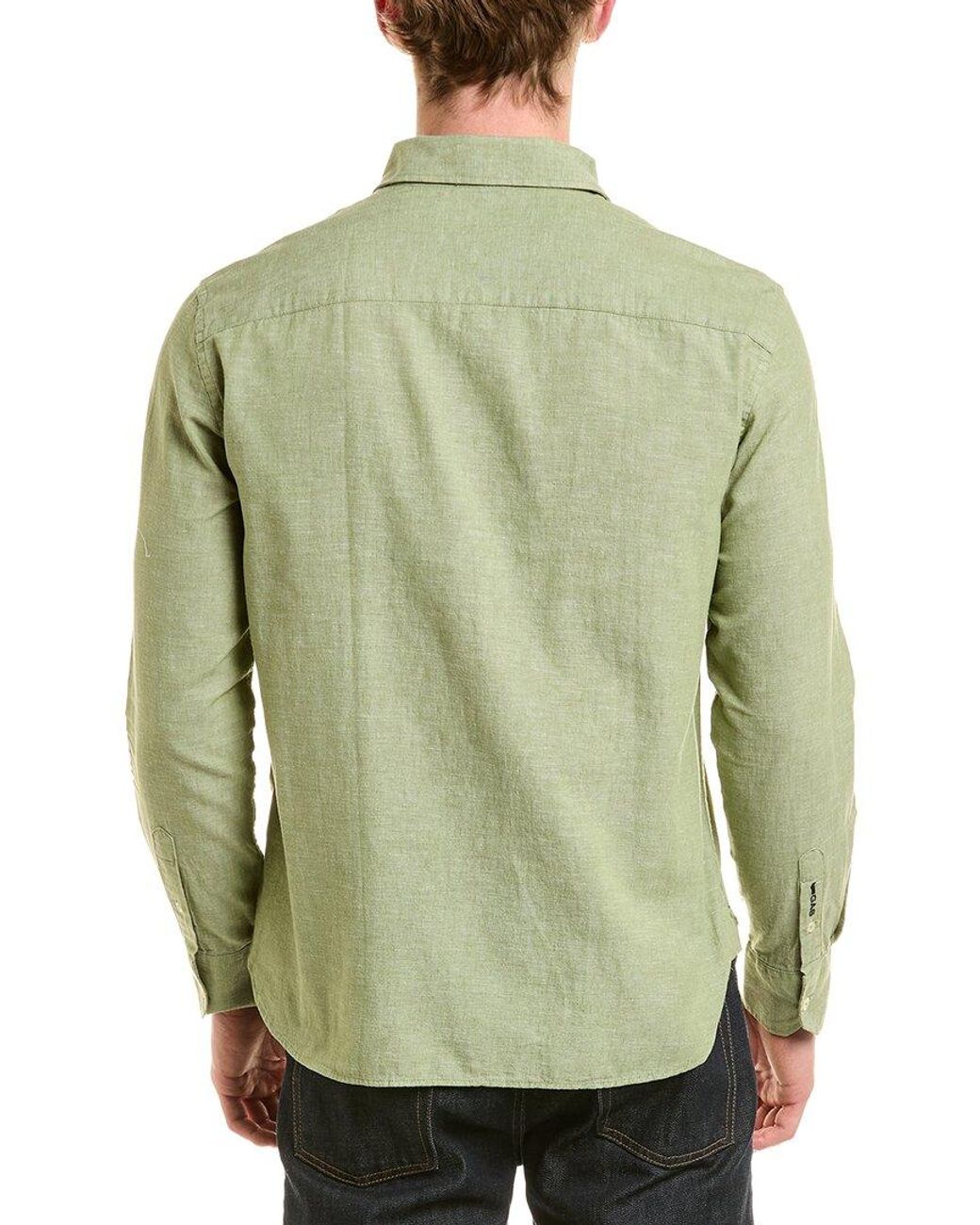 Gas Green Linen-Blend Shirt for men