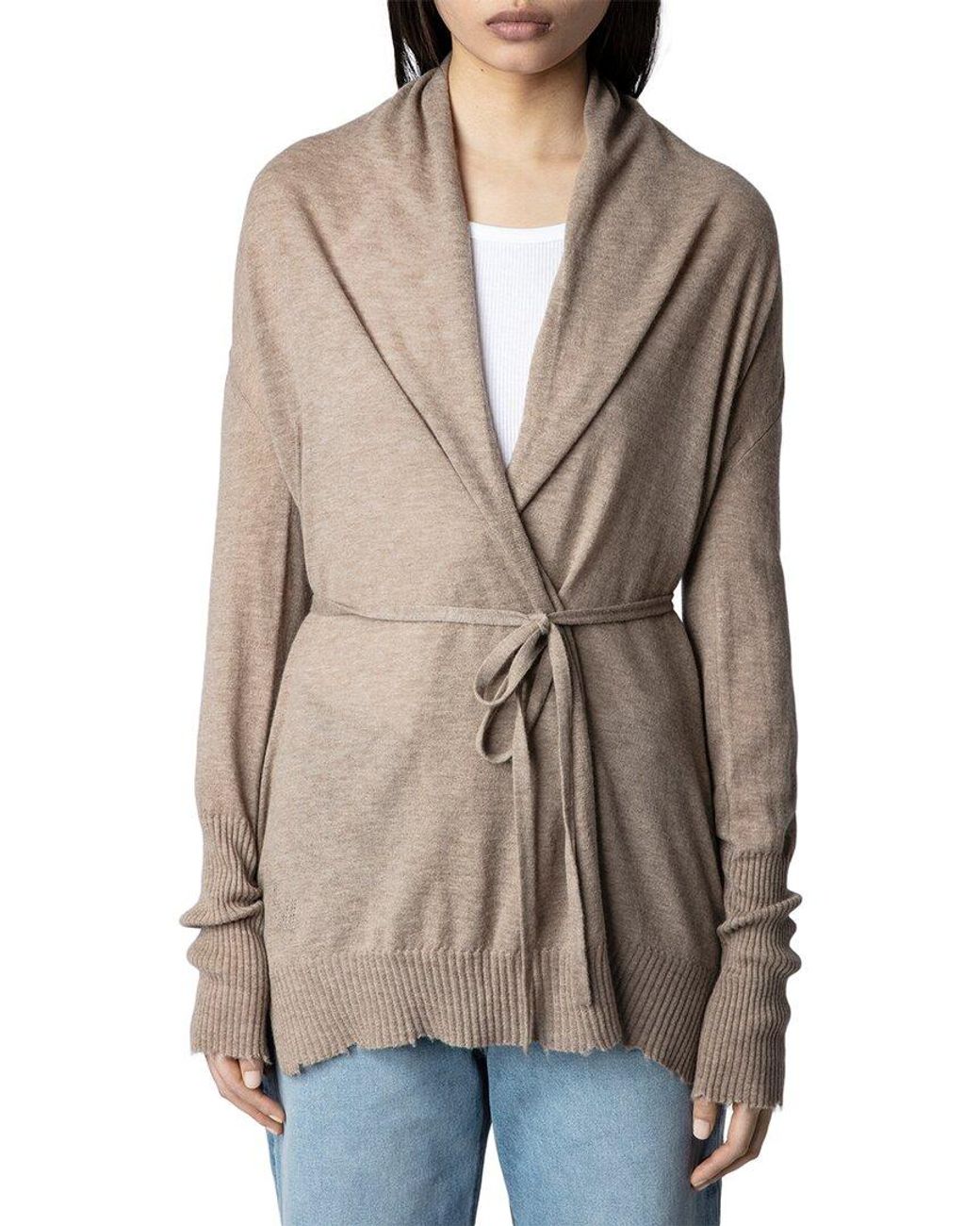 Zadig & Voltaire Hazzel Cp Cashmere Cardigan in Natural | Lyst
