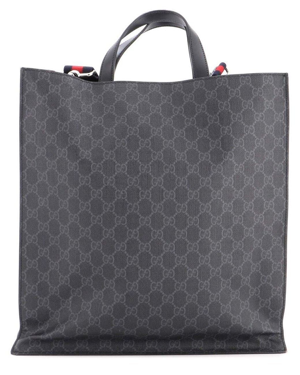 Gucci Black Gg Coated Canvas Convertible Soft Open Tote Tall (Authentic Pre- Loved)