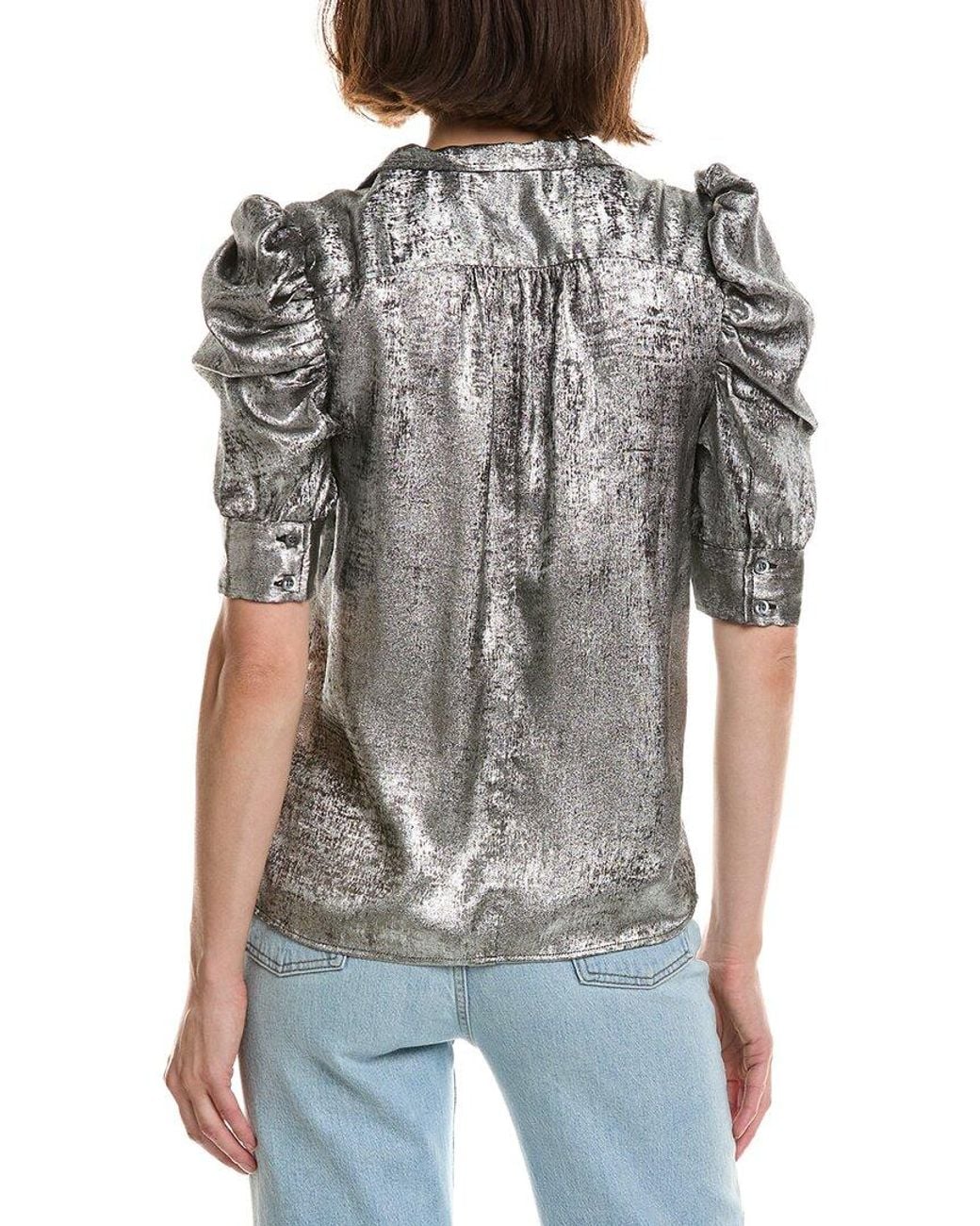 FRAME Gray Frame The Shiny Gillian Blouse