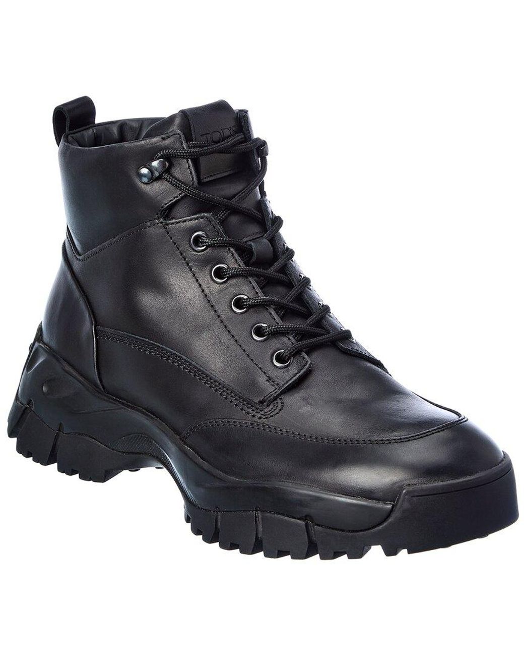 Tod's Black Mid Mountain Leather Boots for men