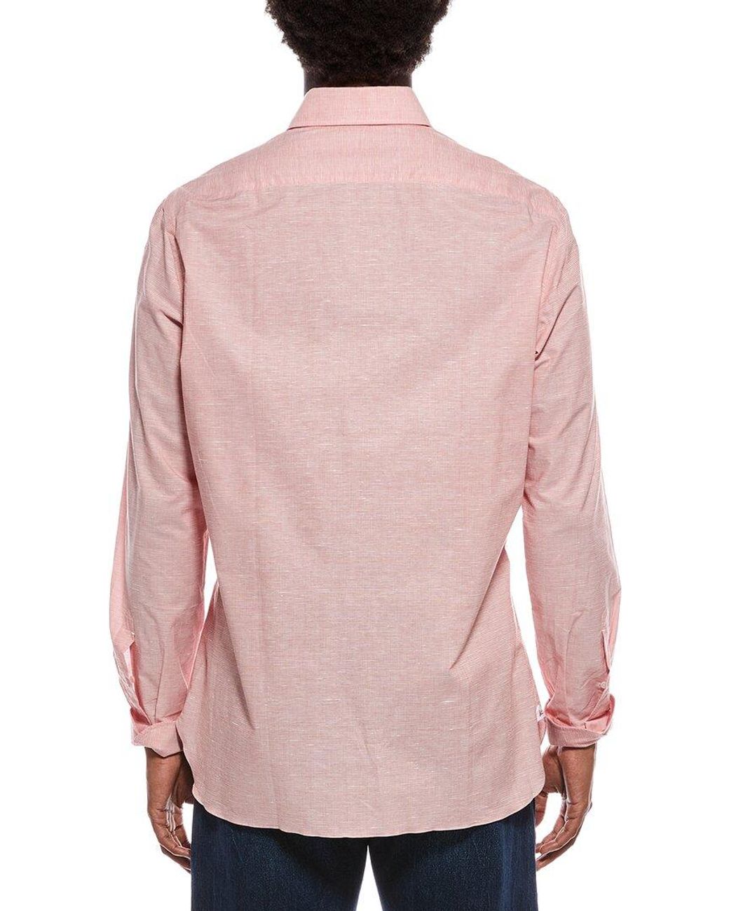 Isaia Pink Linen-Blend Shirt for men