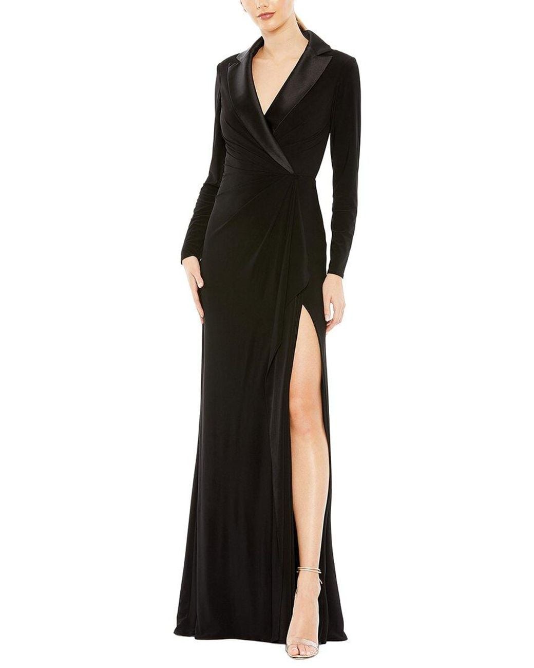 Mac Duggal Black Slit Long Dress