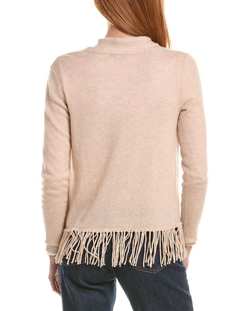 Sofiacashmere White Fringe Wool & Cashmere-blend Cardigan