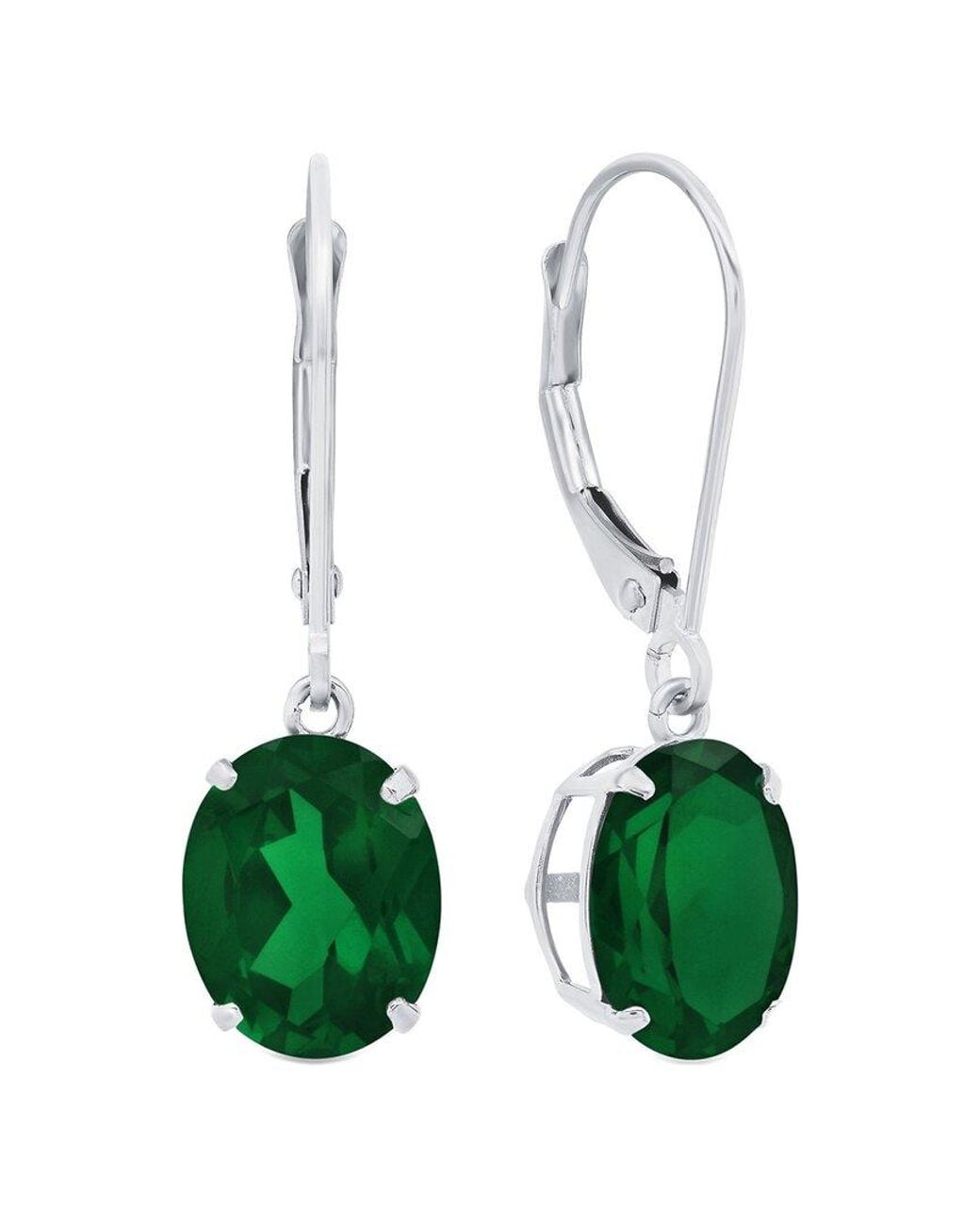 MaxColor Green 14k 4.00 Ct. Tw. Lab-grown Emerald Dangle Earrings