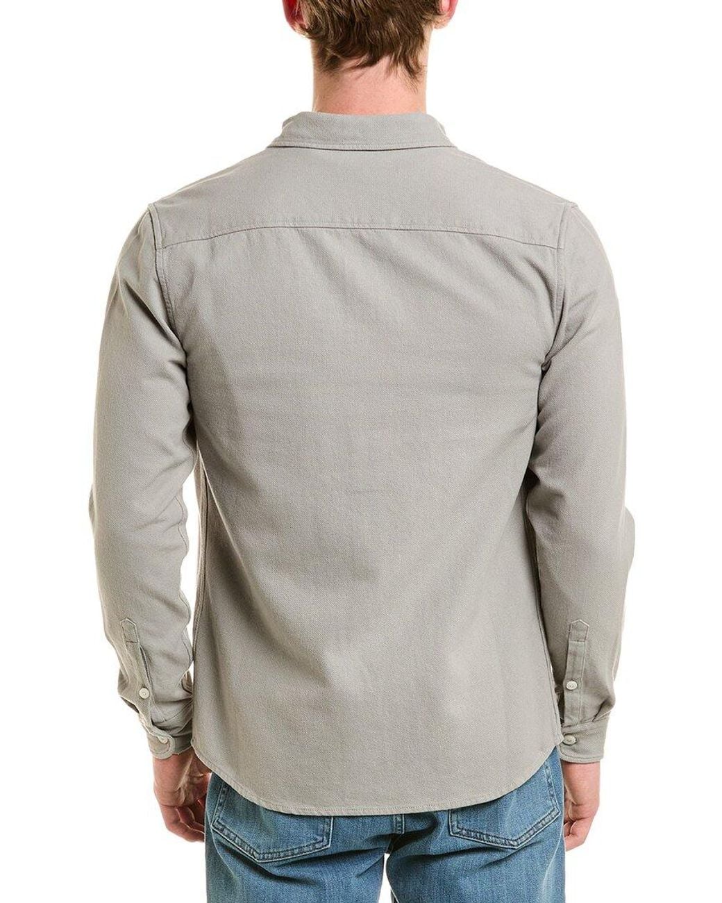 Reiss Gray Harry Cotton Canvas Ov Casual Shirt for men