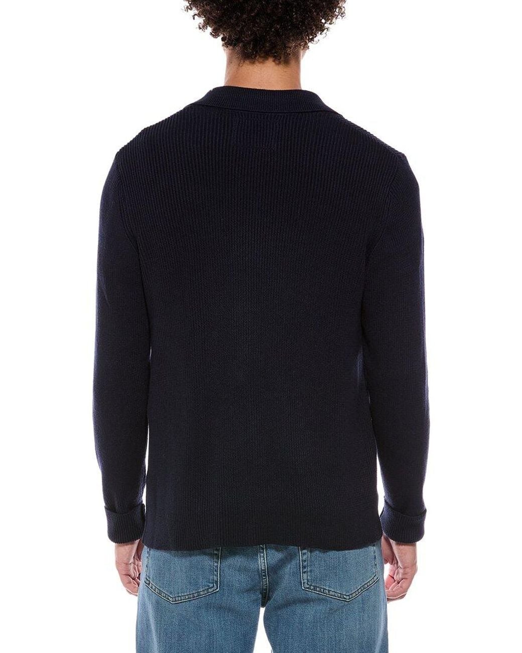 7 For All Mankind Blue Button-Down Sweater for men