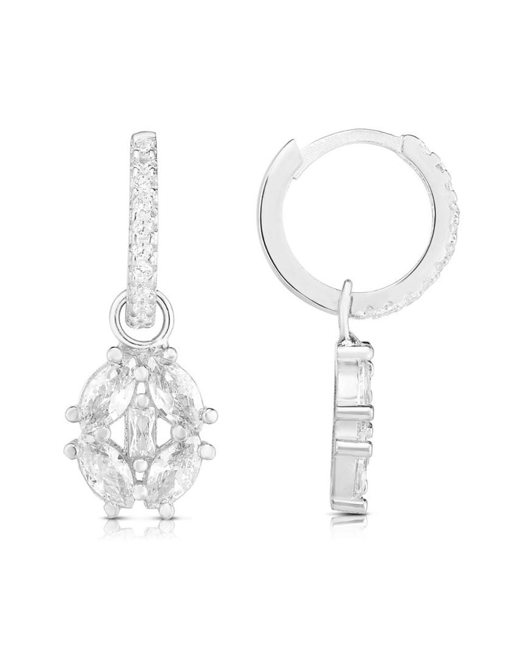 Sphera Milano White 14k Over Silver Cz Huggie Hoops