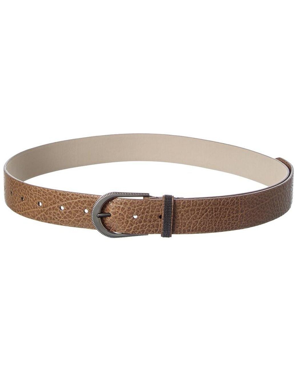 Brunello Cucinelli White Embossed Leather Belt