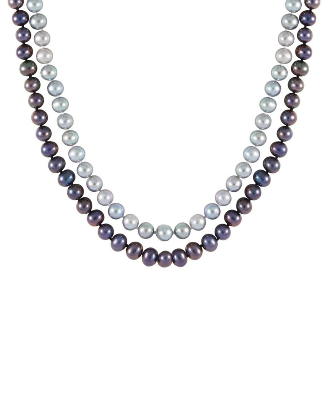 Splendid Metallic Splendid Freshwater Pearls Rhodium Plated 7-8mm Freshwater Pearl Necklace
