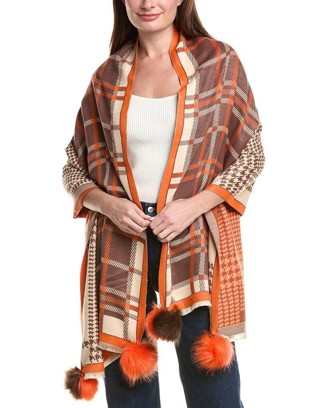 La Fiorentina Orange Houndstooth Wrap