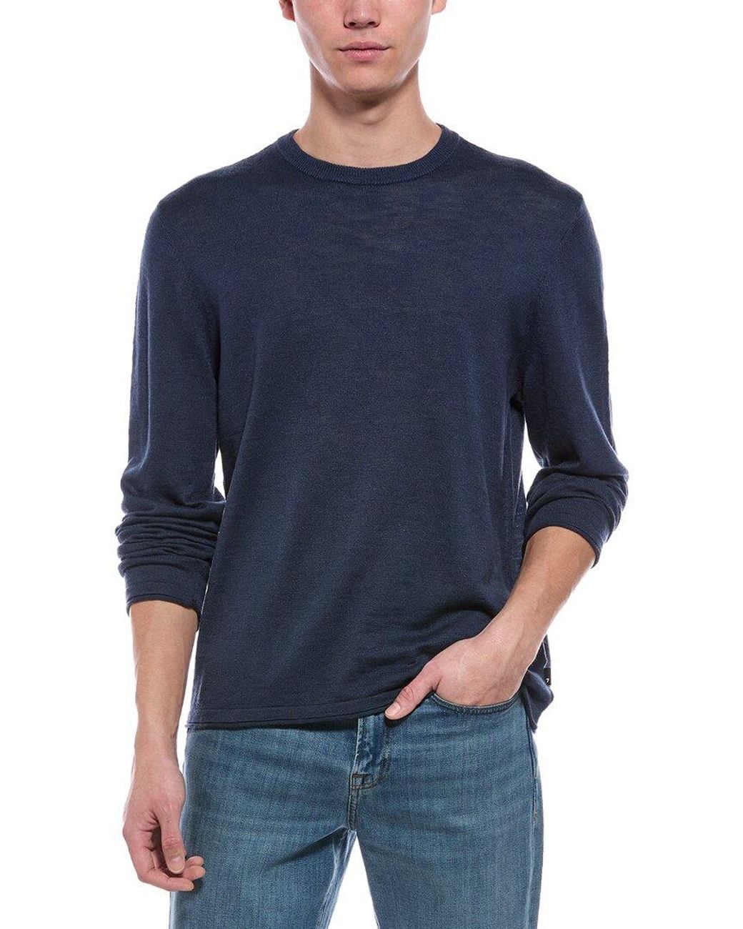 7 For All Mankind Blue Crewneck Sweater for men