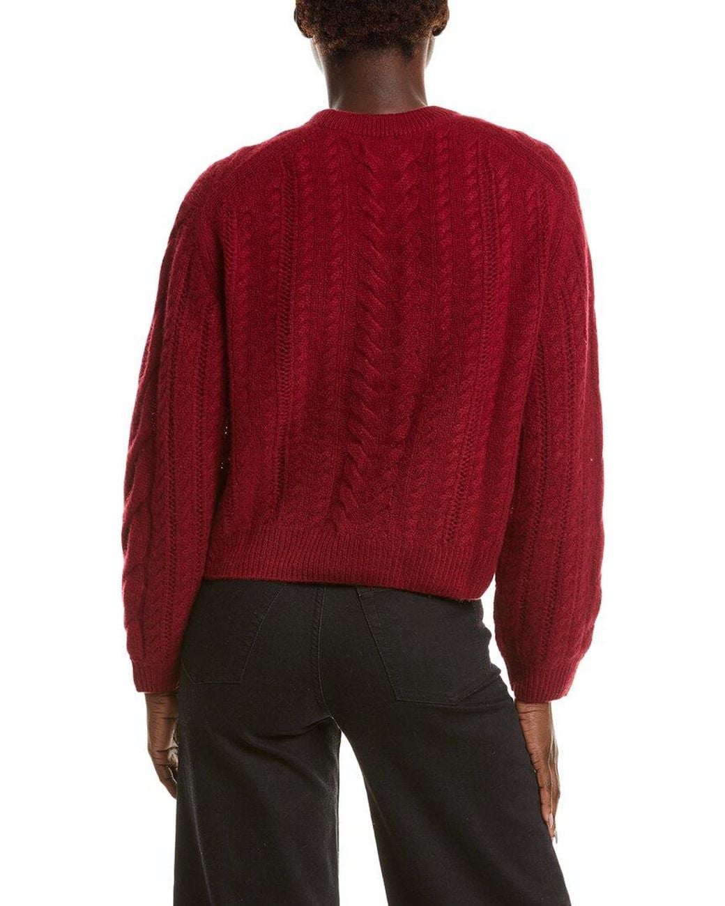NAADAM Red Airy Cable Crewneck 100% Cashmere Sweater