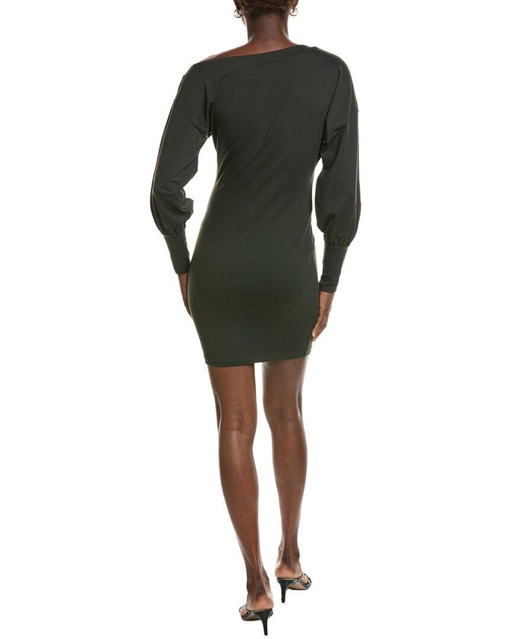 Susana Monaco Green One Side Off Shoulder Dress