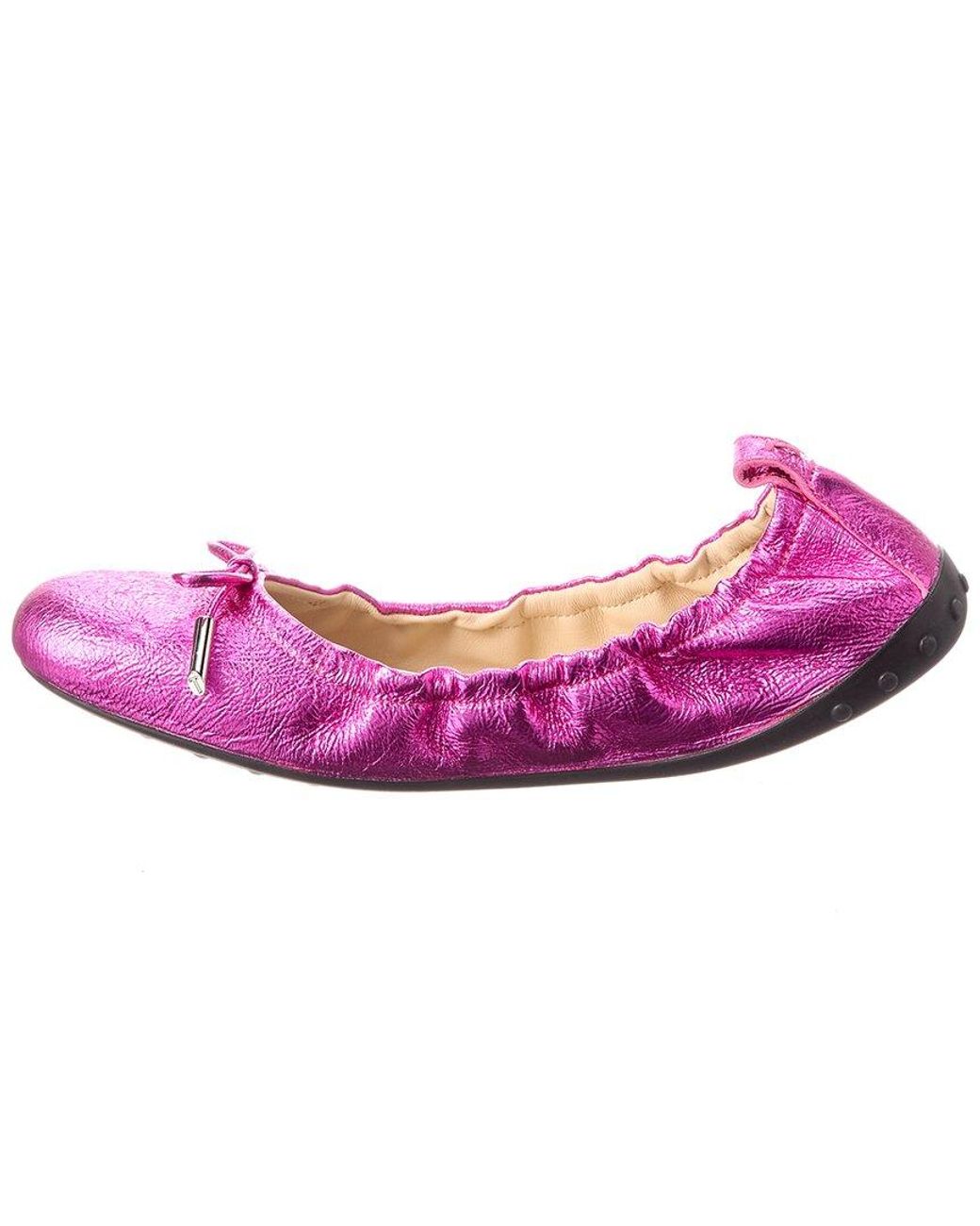 Tod's Pink Leather Ballerina Flat