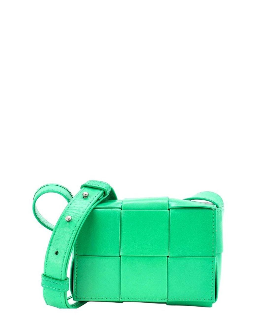 Bottega Veneta Green Maxi Intrecciato Leather Cassette Crossbody Candy (Authentic Pre-Loved)
