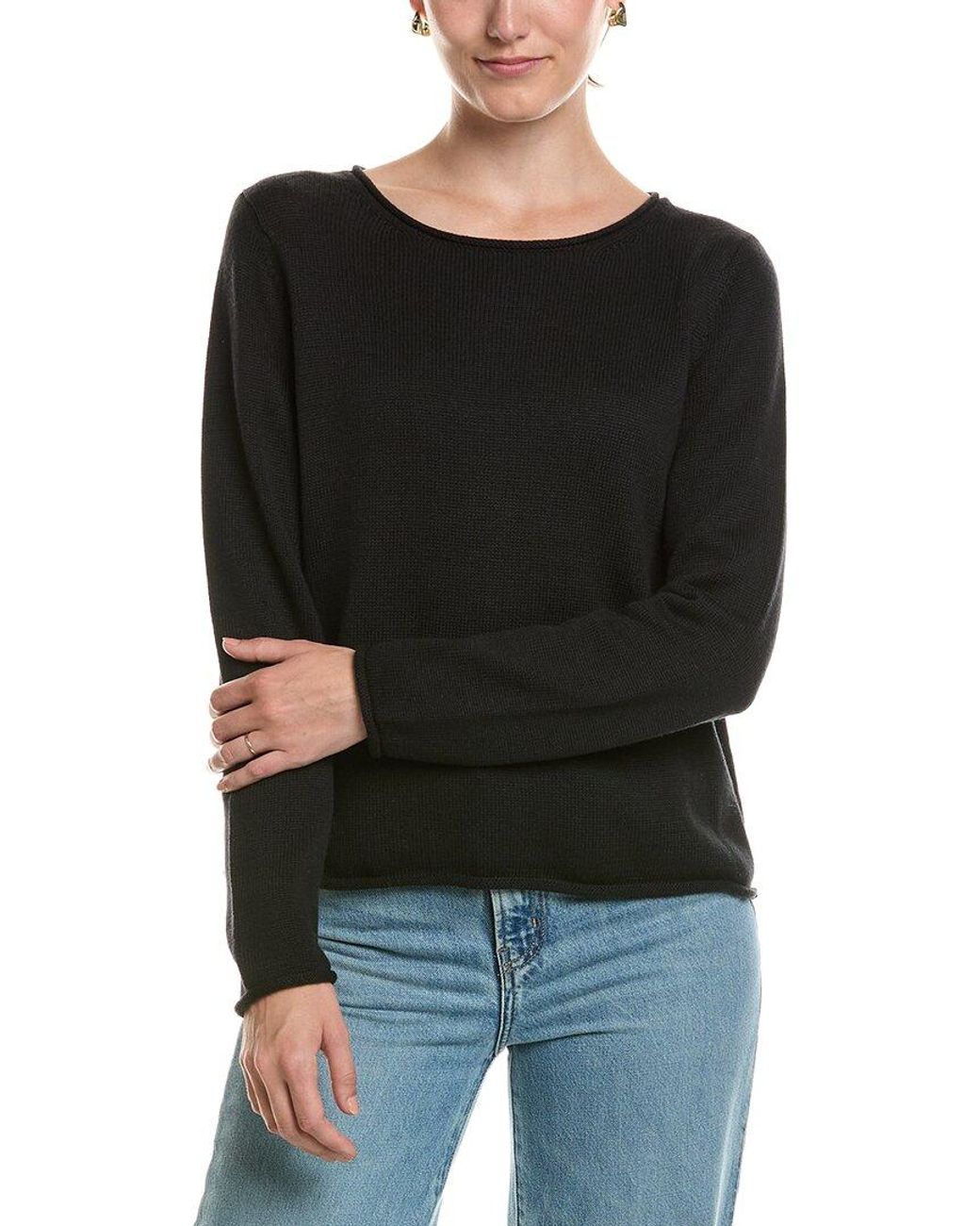 Eileen Fisher Black Jewel Neck Sweater