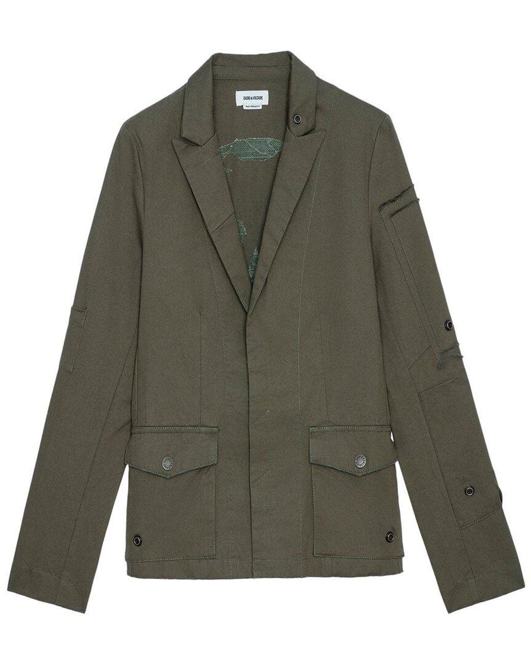 Zadig & Voltaire Green Virginia Camo Skull Lurex Jacket