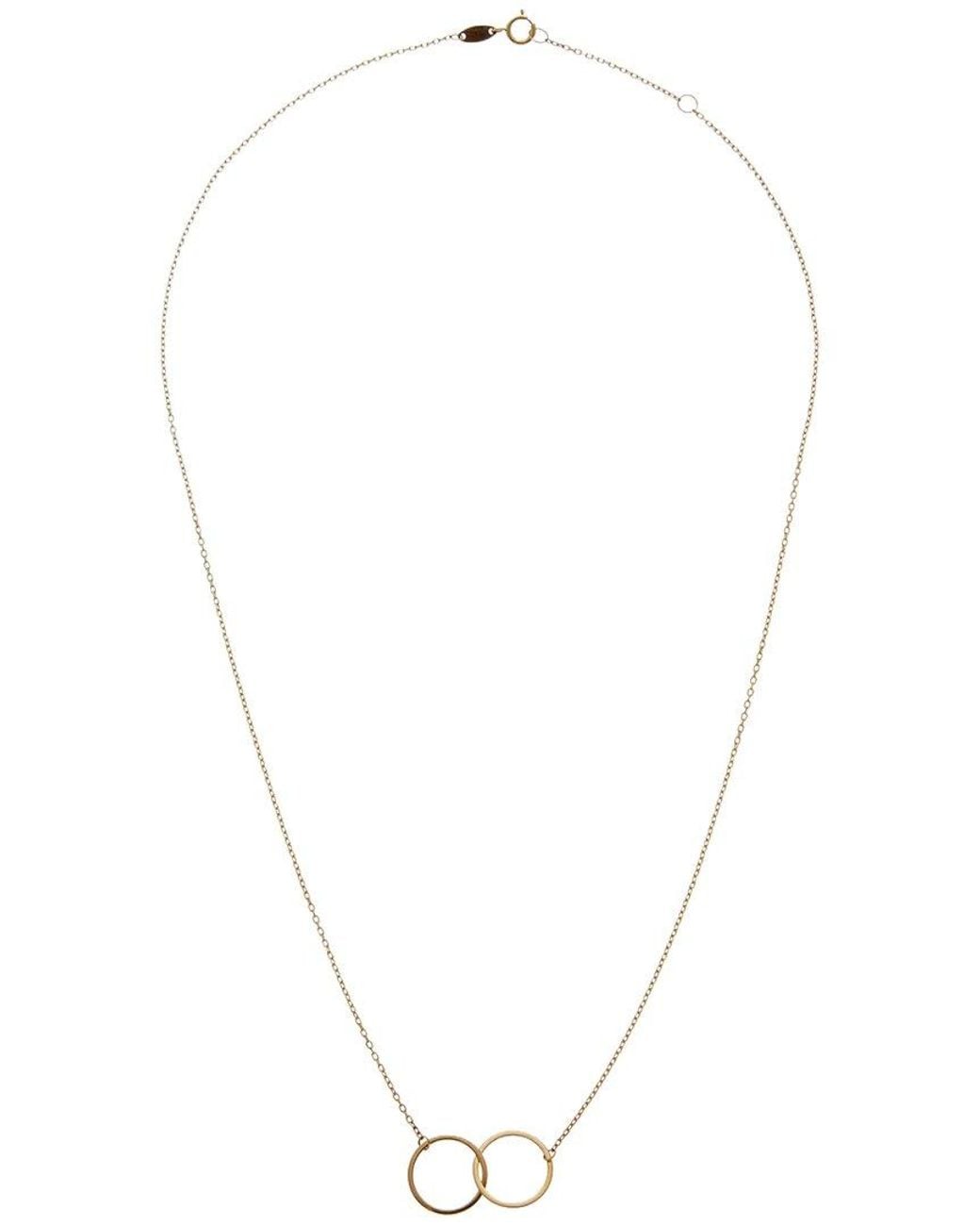 Italian Gold Metallic 10K Double Circle Adjustable Necklace