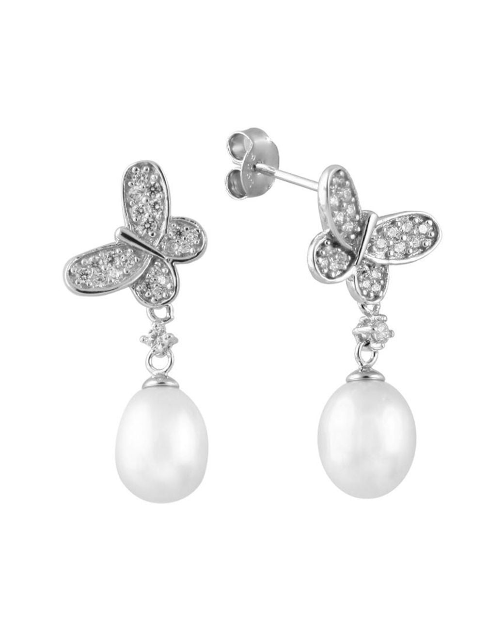 Splendid Multicolor Rhodium Plated 7.5-8mm Pearl Drop Earrings