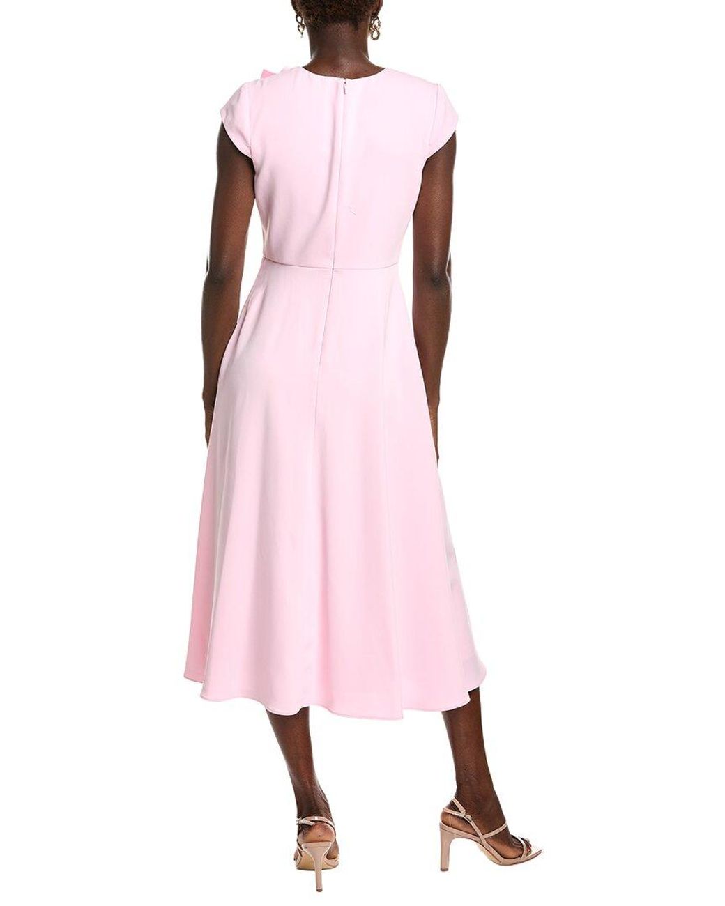 Badgley Mischka Pink Corsage Full Skirt Midi Dress