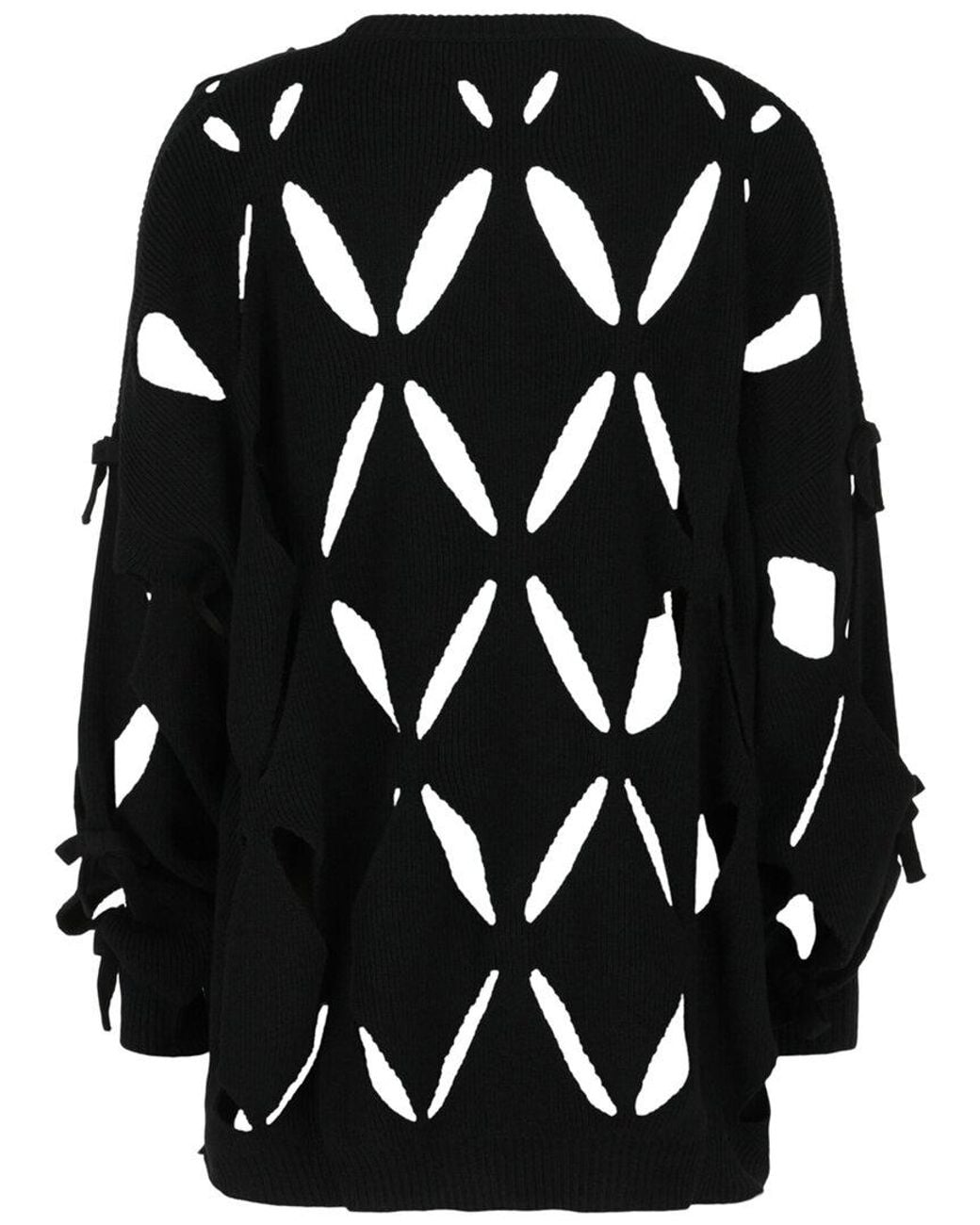 Valentino Black Wool Ribbon Cutout Sweater