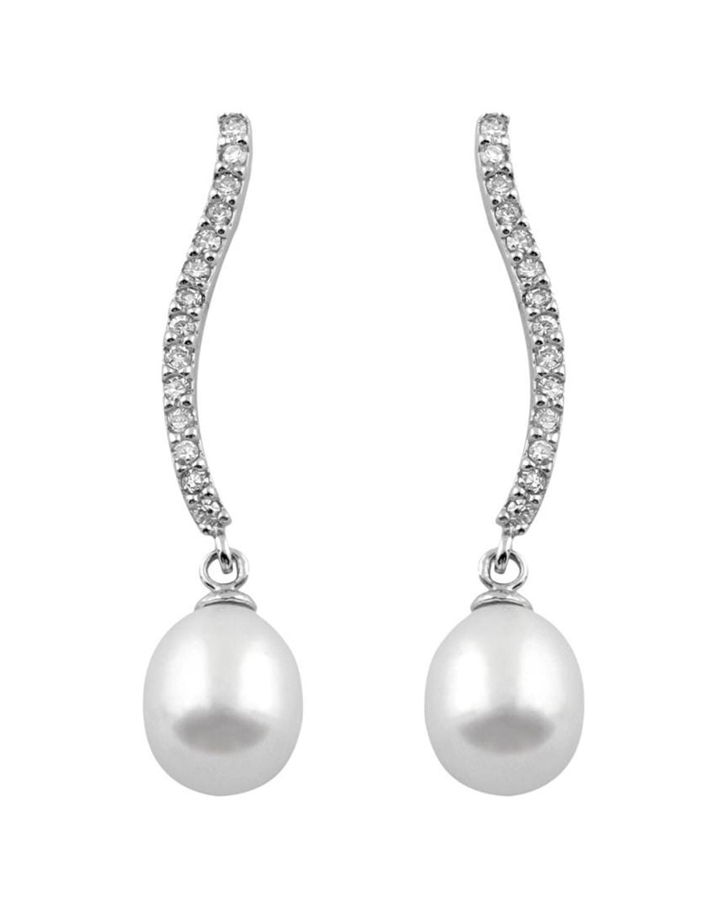Splendid White Rhodium Over Silver 7.5-8mm Pearl Earrings