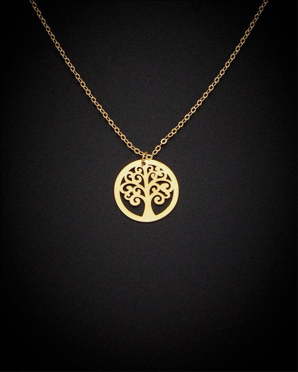 Italian Gold Black 14k Tree Of Life Necklace