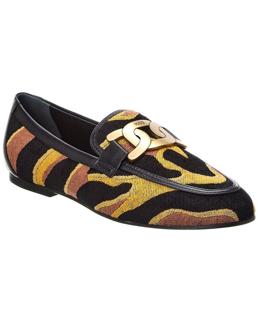 Tod's Black Kate Canvas & Leather Loafer