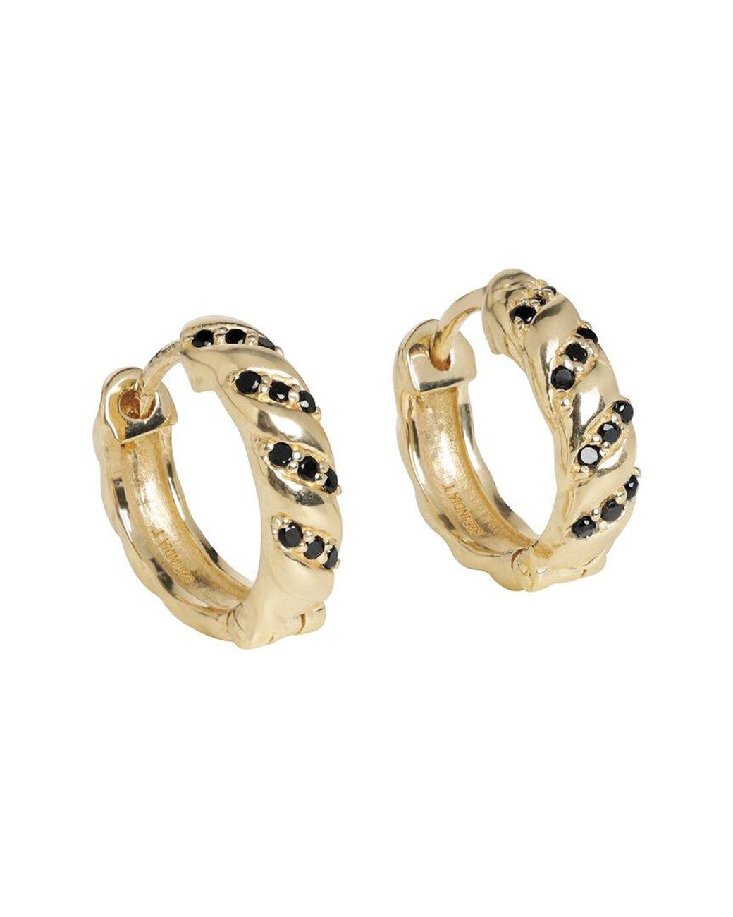 TIRAMISU Metallic Silver 0.18 Ct. Tw. Black Spinel Hoops
