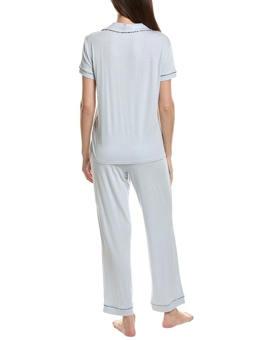 THREAD & STITCH Blue 2pc Notch Collar Top & Pant Pj Set