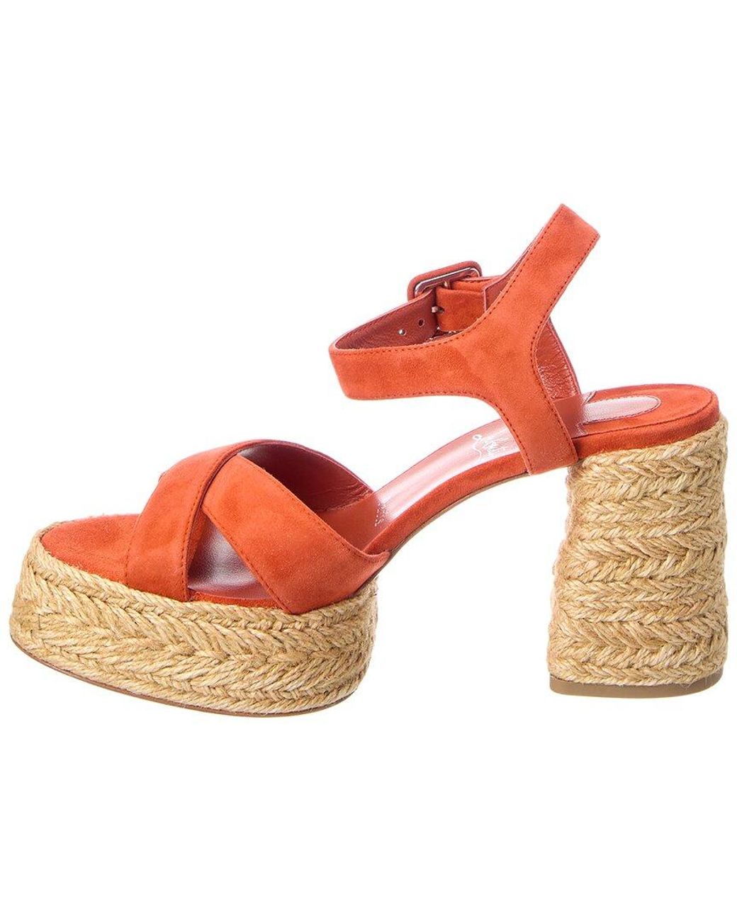 Christian Louboutin Orange Calakala 85 Suede Platform Sandal