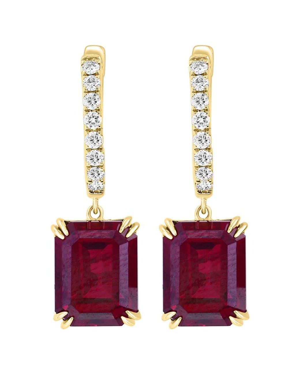 Effy Fine Jewelry White 14K 9.67 Ct. Tw. Lab-Grown Diamond & Lab-Grown Ruby Earrings