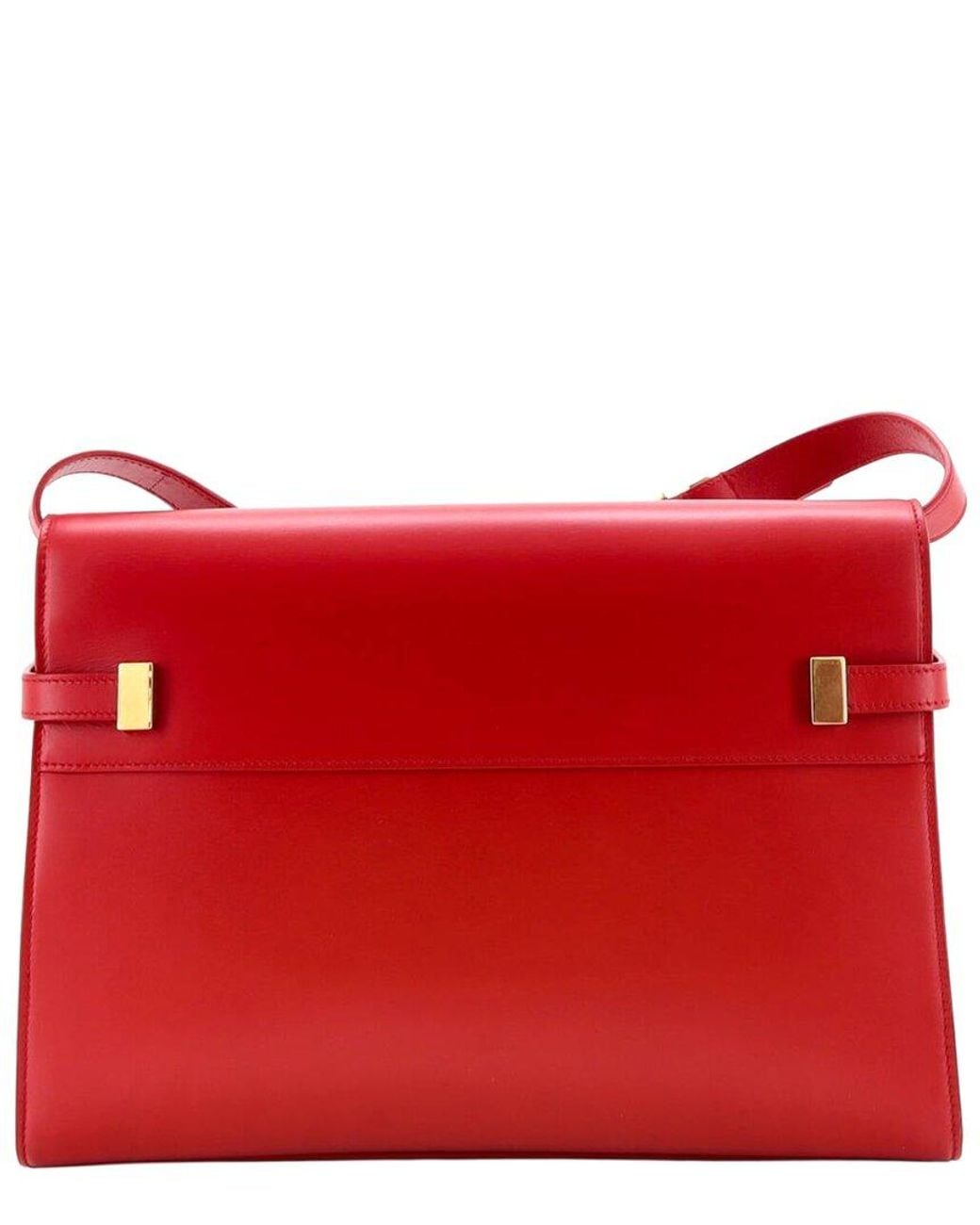 Saint Laurent Red Leather Manhattan Shoulder Bag Medium (Authentic Pre-Loved)