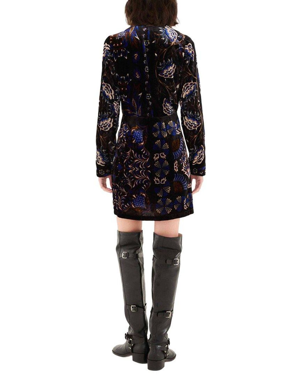 Farm Rio Black Scarves Wrap Mini Dress