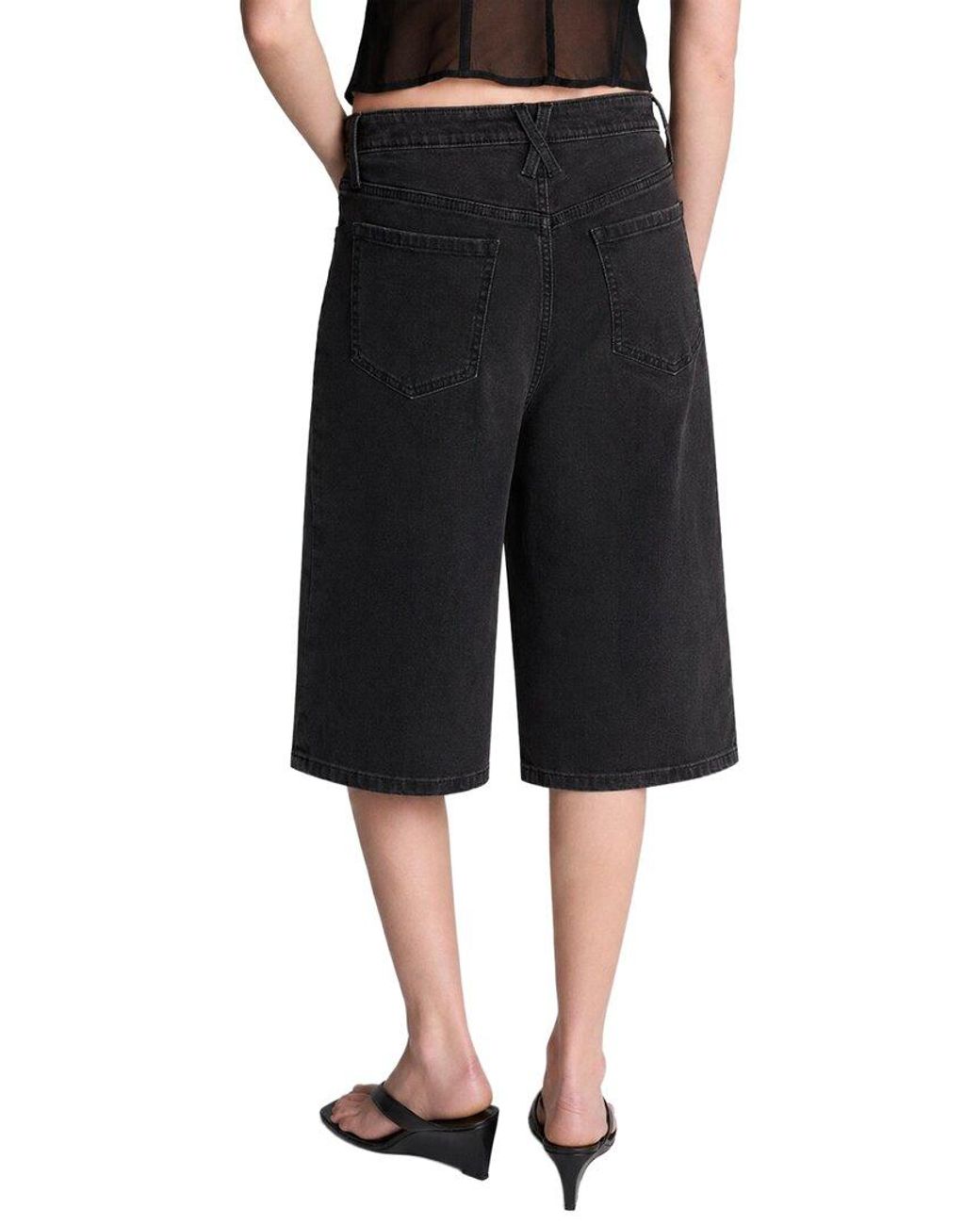 Kenneth Cole Black High Rise Fly Front Culotte Short