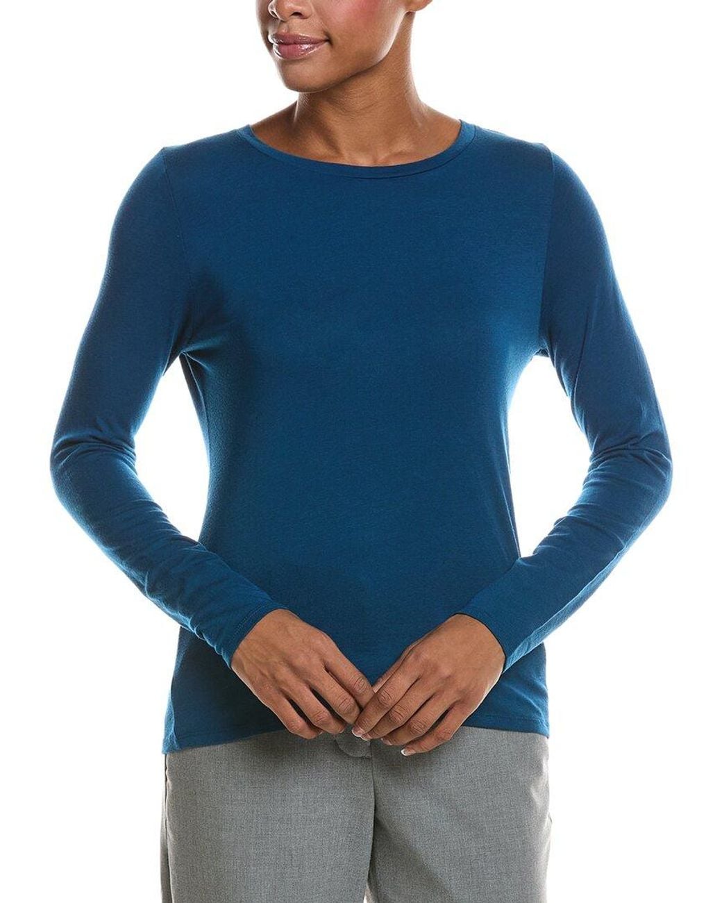 Eileen Fisher Blue Round Neck Slim T-Shirt