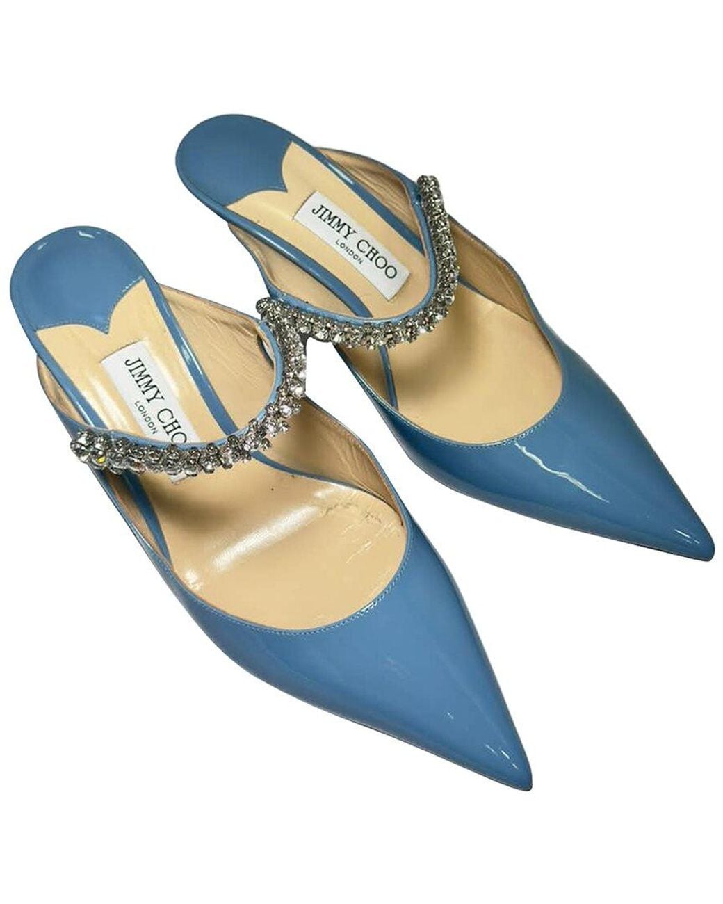 Jimmy Choo Blue Patent Leather Bing Mule (authentic Pre-loved)