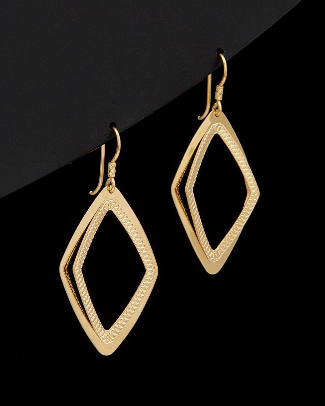 Italian Gold Black 14k Geometric Dangle Earrings