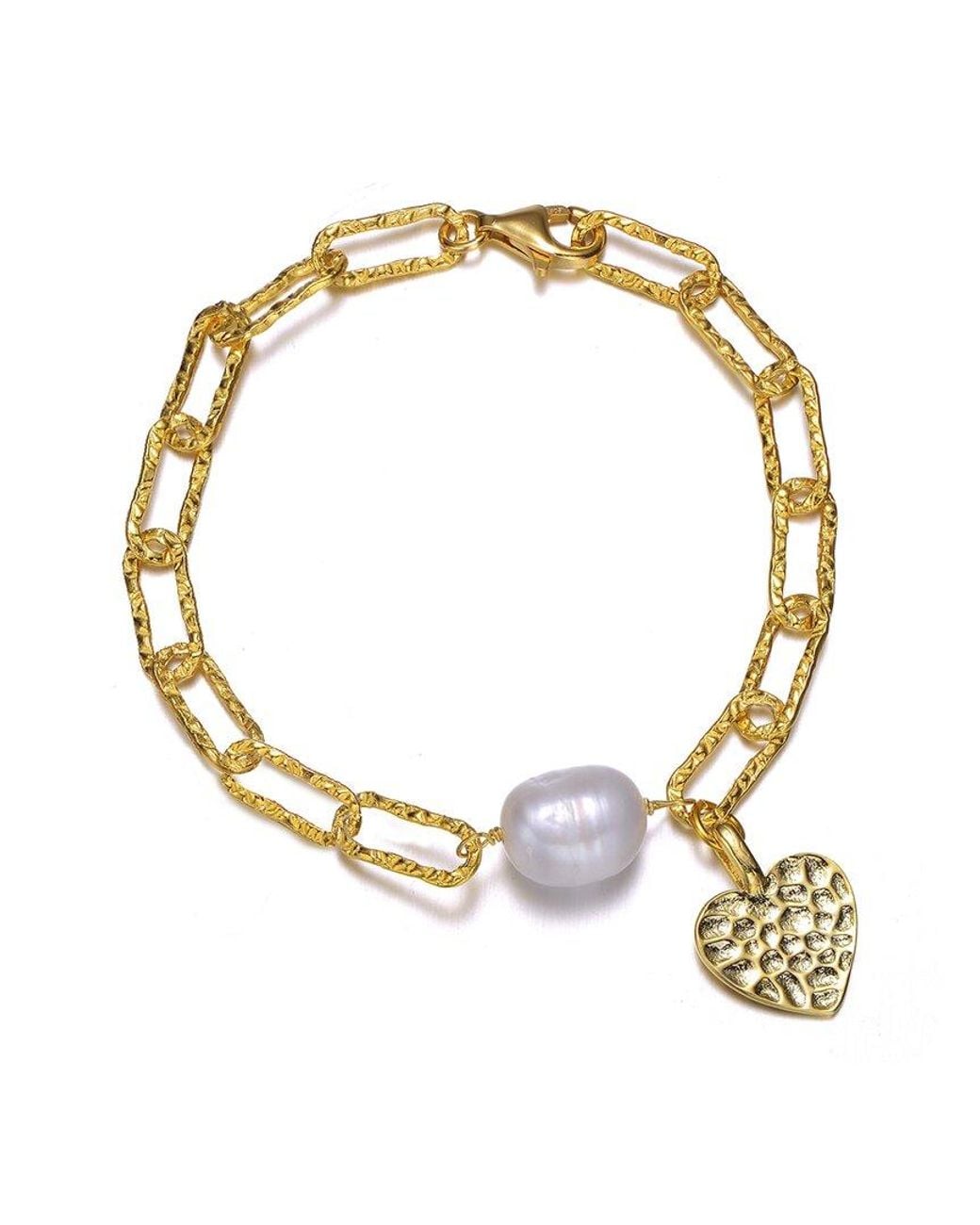 Genevive Jewelry Metallic 14k Over Silver 20-22mm Pearl Bracelet