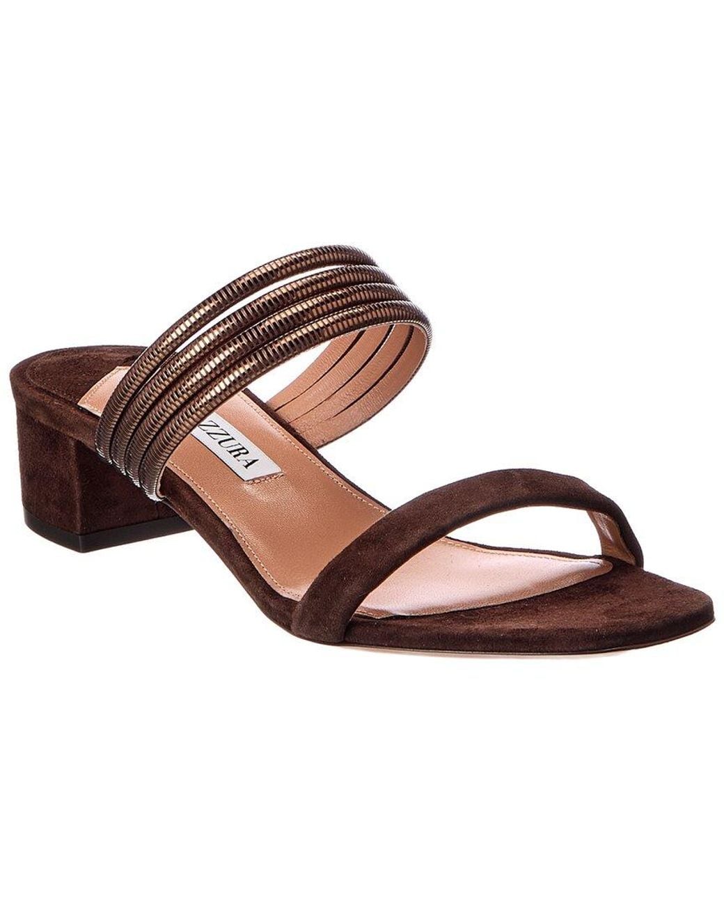 Aquazzura Brown Collier 35 Suede Sandal