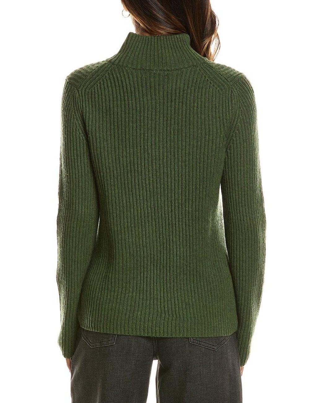 Forte Green Zip Mock Neck 100% Cashmere Sweater
