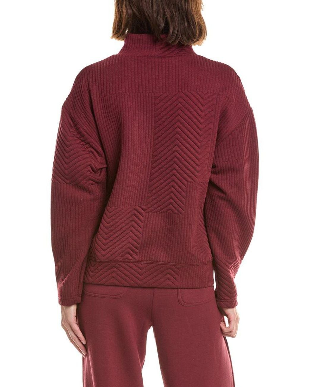 Nanette Lepore Red Nanette Chevron Mock Neck Sweater