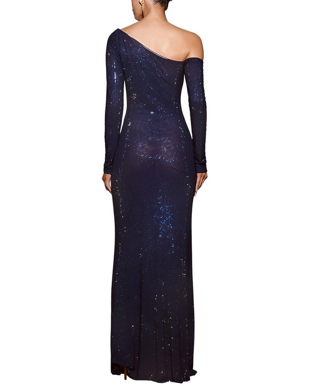 AMINA GLAM Blue Embellished Maxi Dress