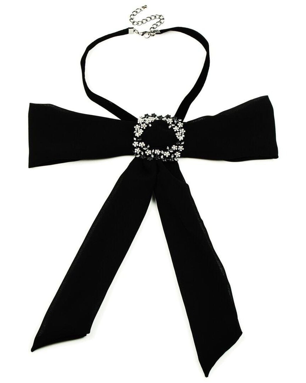 Eye Candy LA Black Crystal Bow Tie Necklace