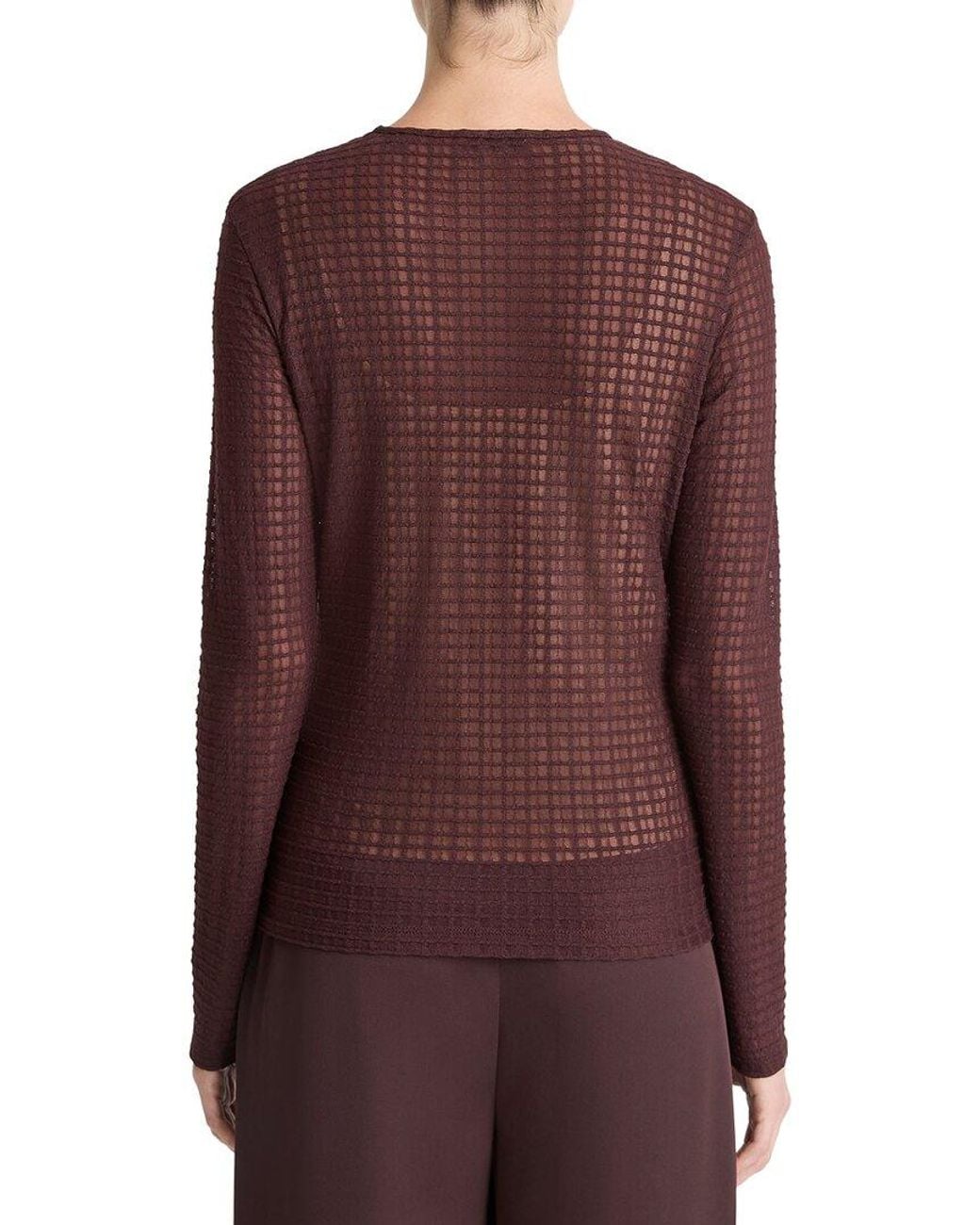 Vince Purple Shadow Grid Crewneck Top