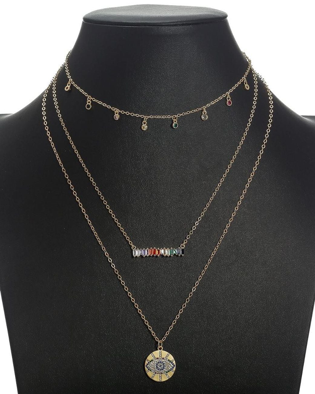 Eye Candy LA Black Luxe Collection Silver Cz 3pc Dangle Drop Necklace Set